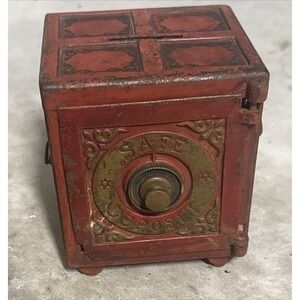 Antique Red Henry C. Hart Cast Iron Bank, no combo,